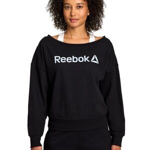 Reebok Women's Black Off-Shoulder Sweatshirt